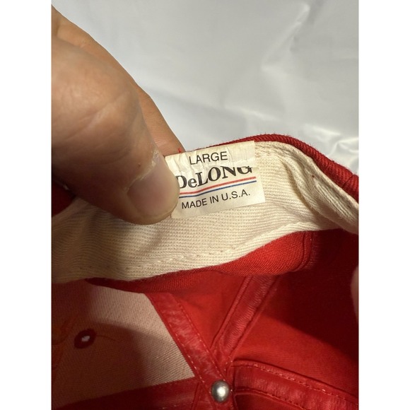 VTG 80s 90s Kansas City Chiefs DeLong Canvas Snapback Hat Red NFL Made USA - Picture 8 of 9